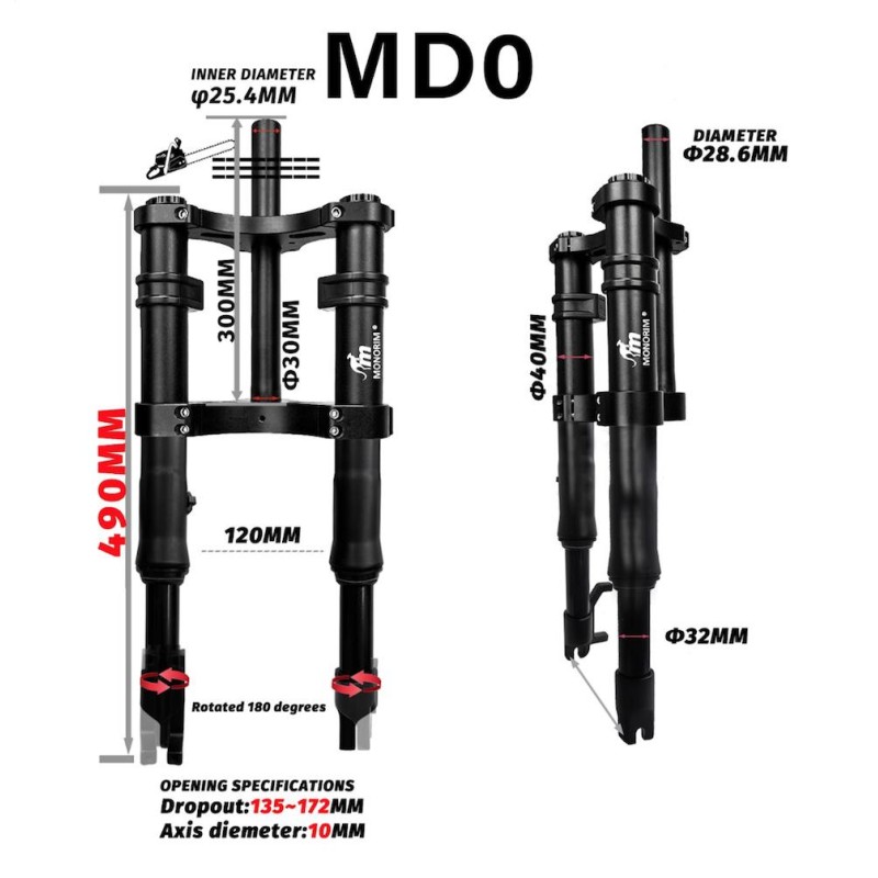 Vorderradfederung Monorim MD0 Air Hydraulic 490mm x 165mm  - 3 
Kompatibilitaet: fuer kompatible Monorim MD0 Gabel-Montagen; Mas