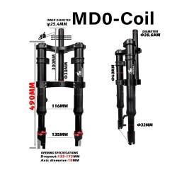 Vordere Federung Monorim MD0 Coil Spring 490mm x 165mm  - 15 
Kompatibilitaet: Monorim MD0 Coil Spring 490mm x 165mm fuer kompat