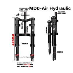Suspensão dianteira Monorim MD0 Air Hydraulic 490mm x 165mm  - 2 
Compatibilidade: para montagens compativeis com a forquilha Mo