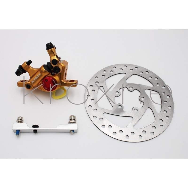 Set de frână complet Gold xTech pentru Xiaomi M365, 1S, Essential, Pro2 sau M365 Pro. ZOOM xTech - 4 Set de frână complet Gold x