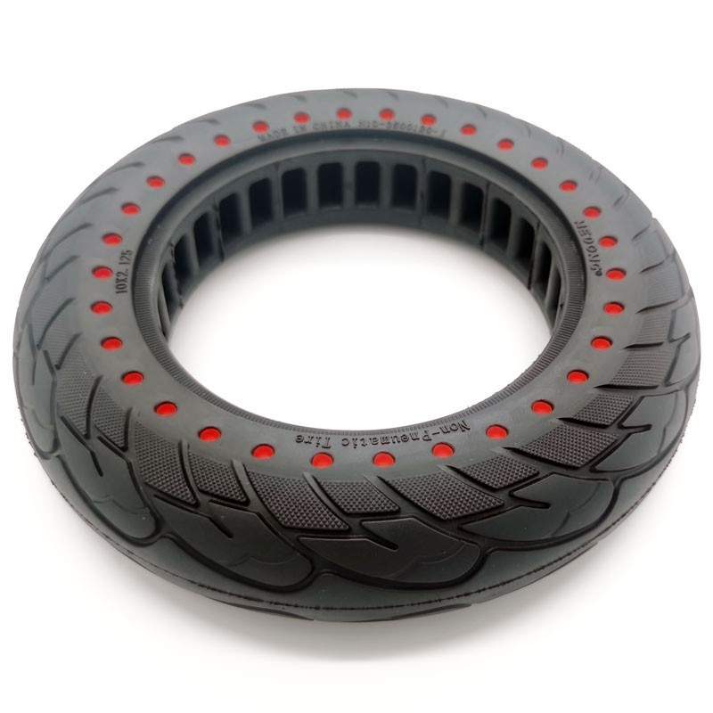 Drox 10 x 2,125 Pulged Solid Tire (Very Light Sound Wheel)  - 5 
Install 10 Pulged solid tires - don't click anymore.
If you pre
