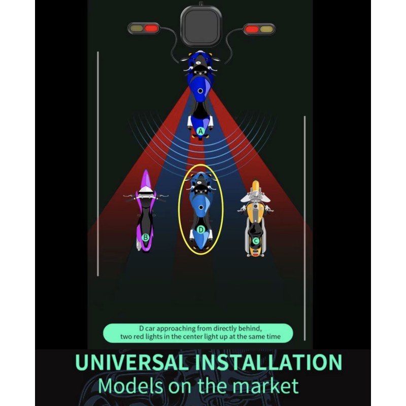 Sistem impermeabil de detectare a punctului mort (unghi de 130º) pentru scuter, bicicletă sau motocicletă KROXNE - 4  